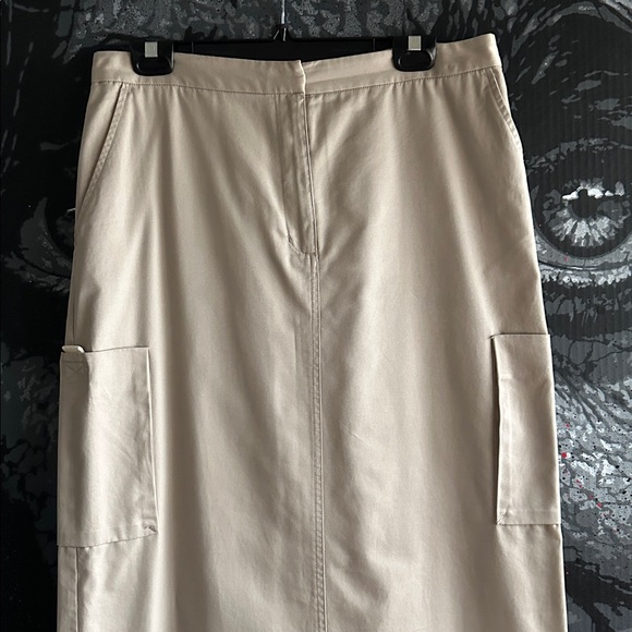 Giorgio ARMANI MAXI EXTRA LONG PARCHMENT 100% COTTON POPLIN SKIRT SIZE LARGE - Picture 2 of 8